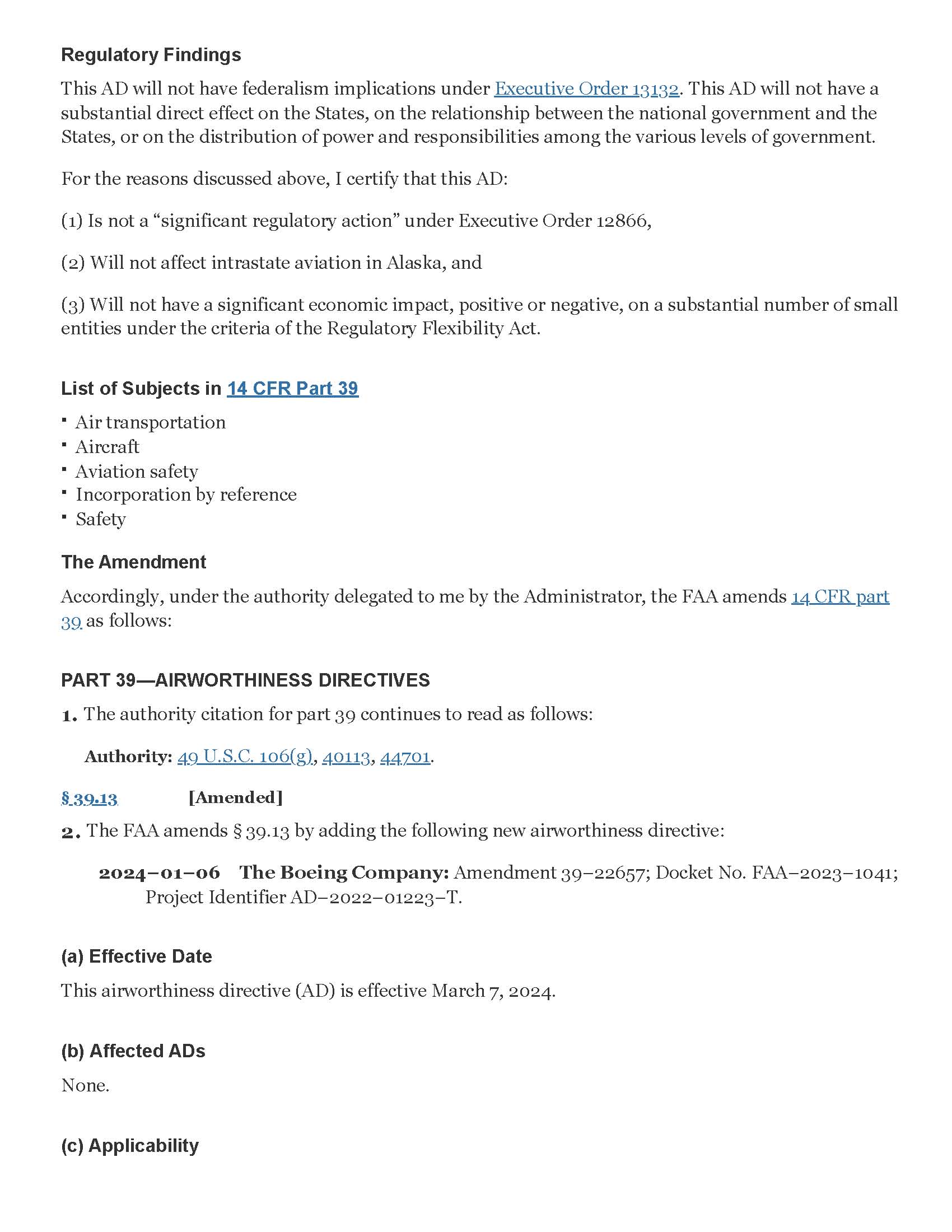FAA 2024-01-06 : To address the inadequacy of post-repair inspection requirements at certain repair fastener locations centered on stringer S–17L and S–17R, at station (STA) 360 to STA 380 and at STA 888 to STA 910